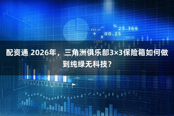 配资通 2026年，三角洲俱乐部3×3保险箱如何做到纯绿无科技？
